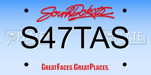 S47TAS South Dakota License Plate