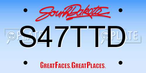 S47TTD South Dakota License Plate
