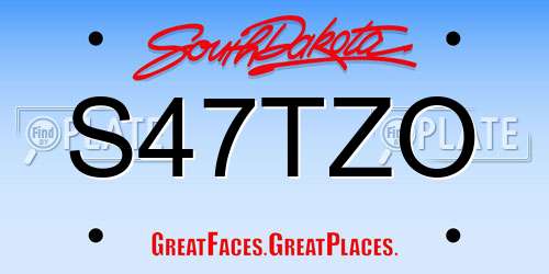 S47TZO South Dakota License Plate