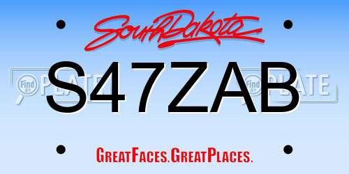 S47ZAB South Dakota License Plate