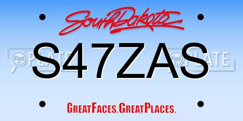S47ZAS South Dakota License Plate