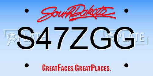 S47ZGG South Dakota License Plate