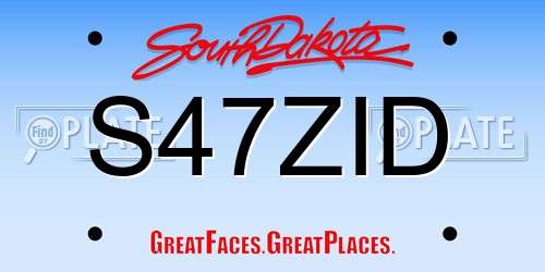 S47ZID South Dakota License Plate