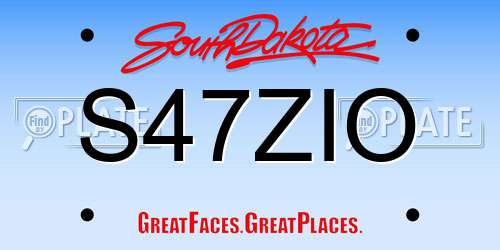 S47ZIO South Dakota License Plate