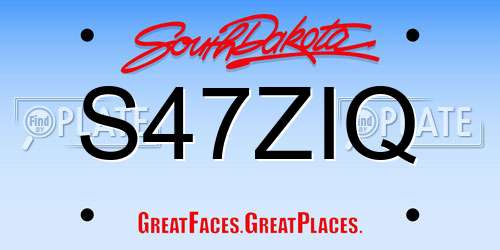 S47ZIQ South Dakota License Plate