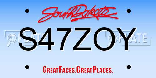 S47ZOY South Dakota License Plate