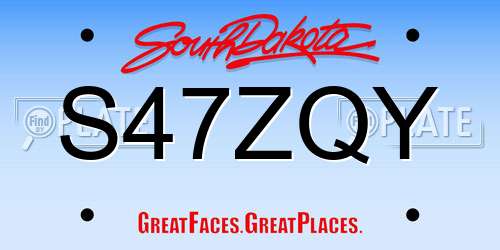 S47ZQY South Dakota License Plate