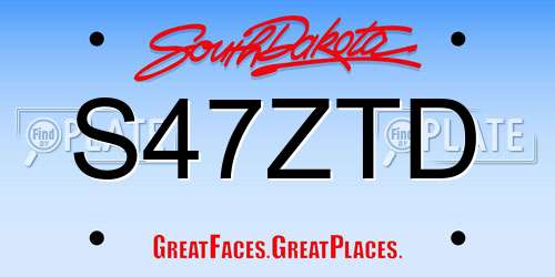 S47ZTD South Dakota License Plate