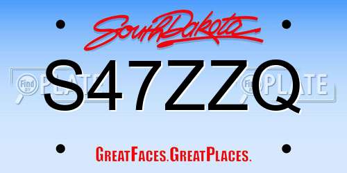 S47ZZQ South Dakota License Plate