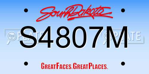 S4807M South Dakota License Plate
