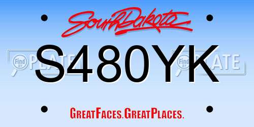 S480YK South Dakota License Plate