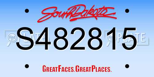 S482815 South Dakota License Plate