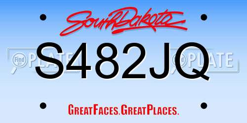 S482JQ South Dakota License Plate