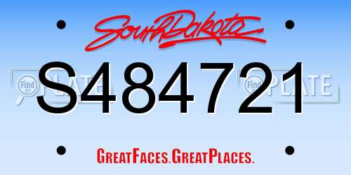 S484721 South Dakota License Plate