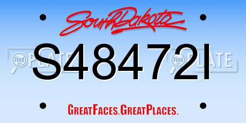 S48472I South Dakota License Plate