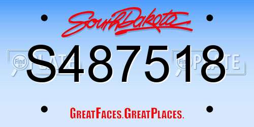 S487518 South Dakota License Plate