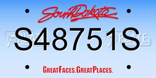 S48751S South Dakota License Plate