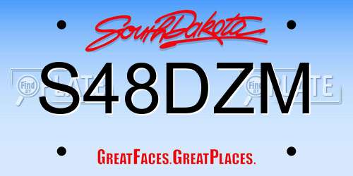 S48DZM South Dakota License Plate