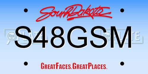 S48GSM South Dakota License Plate