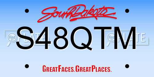 S48QTM South Dakota License Plate