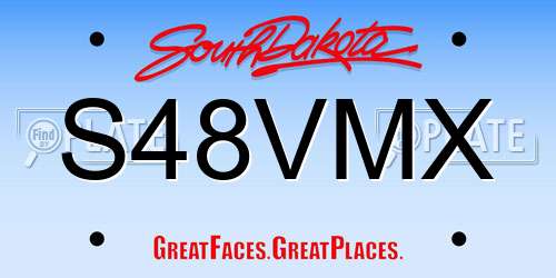 S48VMX South Dakota License Plate