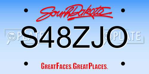 S48ZJO South Dakota License Plate