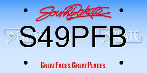 S49PFB South Dakota License Plate