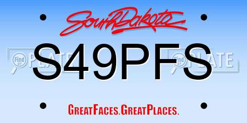 S49PFS South Dakota License Plate
