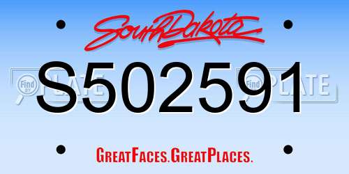 S502591 South Dakota License Plate