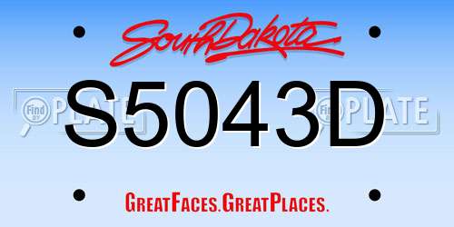 S5043D South Dakota License Plate