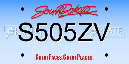 S505ZV South Dakota License Plate