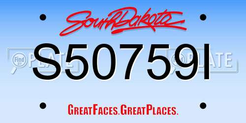 S50759I South Dakota License Plate