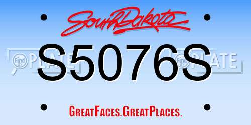 S5076S South Dakota License Plate