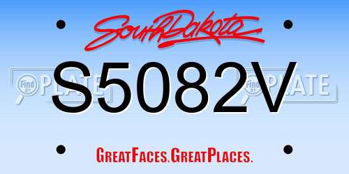 S5082V South Dakota License Plate