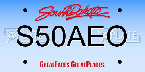 S50AEO South Dakota License Plate
