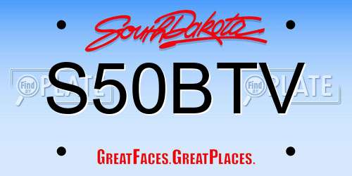 S50BTV South Dakota License Plate