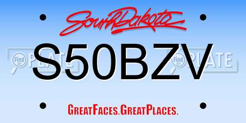 S50BZV South Dakota License Plate