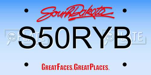 S50RYB South Dakota License Plate