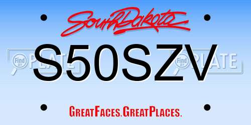 S50SZV South Dakota License Plate