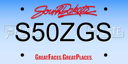 S50ZGS South Dakota License Plate