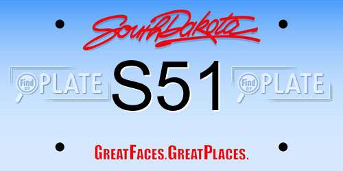 S51 South Dakota License Plate