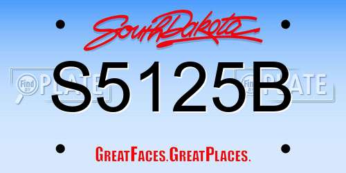 S5125B South Dakota License Plate
