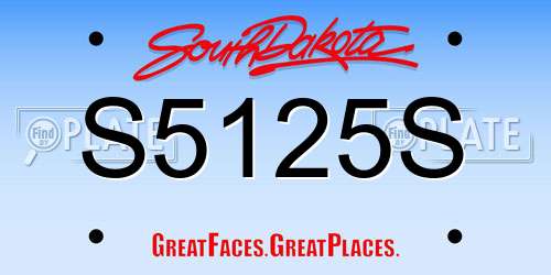 S5125S South Dakota License Plate