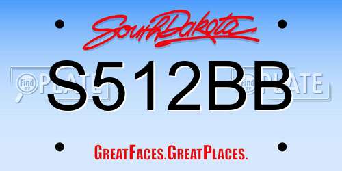 S512BB South Dakota License Plate