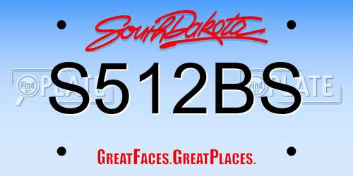 S512BS South Dakota License Plate