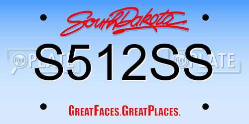 S512SS South Dakota License Plate