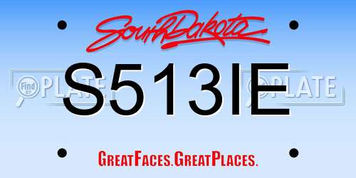 S513IE South Dakota License Plate