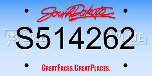 S514262 South Dakota License Plate