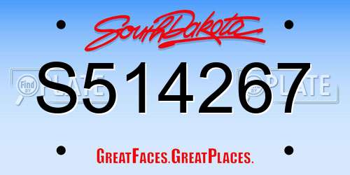 S514267 South Dakota License Plate