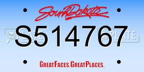 S514767 South Dakota License Plate